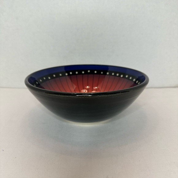 Signed Roger Allen Art Pottery Stripe Ware Colorful 8 inch Bowl - Picture 3 of 6